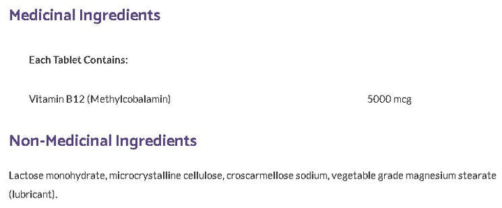 B12 Methylcobalamin · 5000 mcg