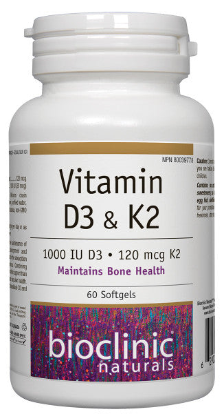Vitamin D3 &amp; K2 · 1000 IU D3 · 120 mcg K2